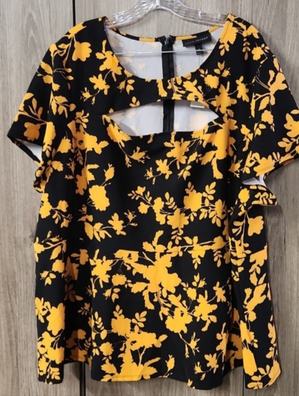Lane Bryant Black and Orange Floral Blouse Autumn Size 28 / 4x